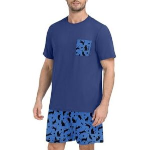 Men's Pajama Set Sleepwear Lightweight Short Sleeve Blue